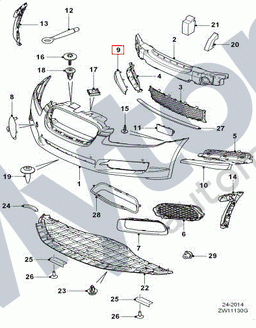 C2Z14855 — Front Bumper Insert - RH
