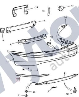 C2S18810-A — LH rear bumper insert - Chrome - Long type