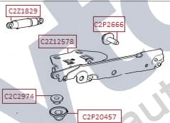 C2P20457 — Boot (Trunk) lid hinge - Cap - Hinge nut to body