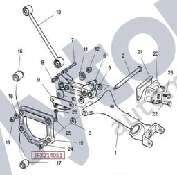 JFX214051 — Rear lower wishbone - Fulcrum bolt - Locking nut