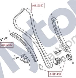 AJ812422 — Primary timing chain - Tensioner blade - Bolt