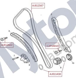 C2P14810 — Primary timing chain - Chain guide - Bolt