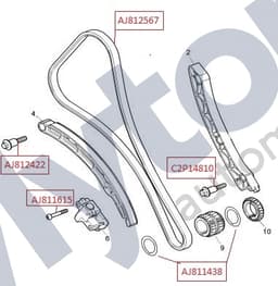 AJ811615 — Primary timing chain - Primary tensioner - Bolt