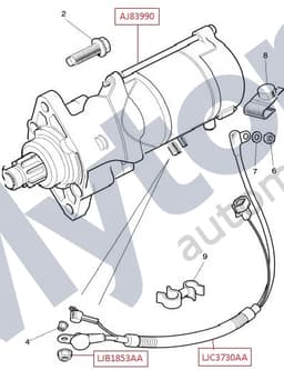 AJ83990 — Starter motor - V8 Petrol models