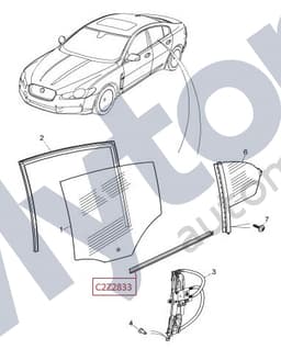 C2Z2833 — Door waist seal - RH rear door, inner