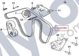 C2Z4780 — Engine drive belt - 3.0L Diesel