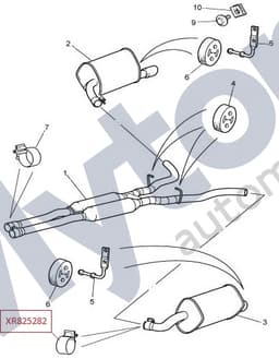 XR825282 — Exhaust assembly - Intermediate pipe to silencer - Clamp
