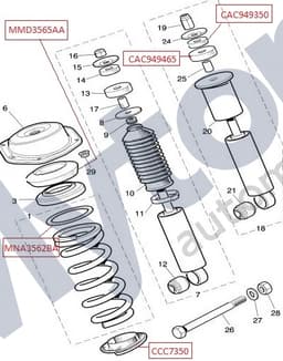 MNA3562BA — Rear shock absorber - Packer 6.55mm/6.05mm