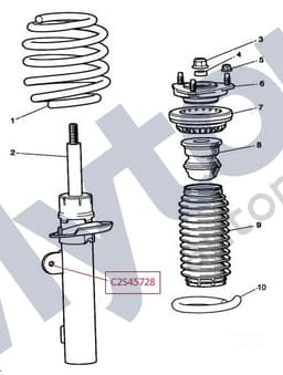C2S45728 — Front suspension shock absorber (damper) - Bolt
