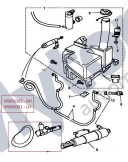 XR856382XXX — RH headlamp powerwash jet and cover