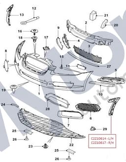 C2Z10617 — Front bumper - Mounting bracket - R/H