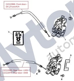 C2C22979 — Rear door - Door latch release cable - SWB models