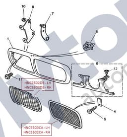 HNC5503CA — Front chrome mesh grille vane - LH