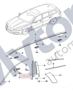 C2Z22042 — Door upright moulding - RH rear door