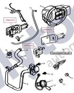 XR857527 — Fuel filler assembly - Fuel flap release actuator and housing