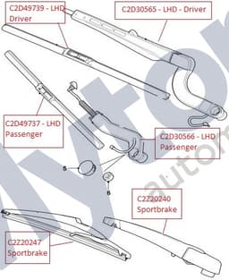C2D30565 — Wiper arm - Drivers side - LHD models