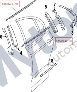 C2S42740 — Rear Door Waist Seal - Outer - Estate - LH