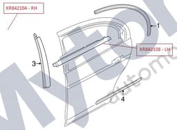 XR842108 — Rear door waist seal - Left hand - Black