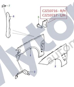 C2Z10716 — Front wing/fender foam pad - Upper RH