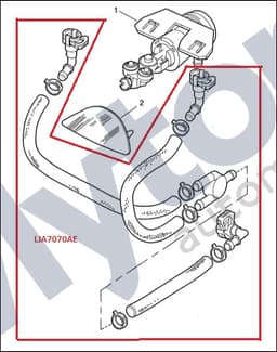 LJA7070AE — Headlamp powerwash system - Washer tube assembly