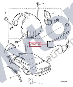 C2N2755 — Wheel arch assembly - L/H rear