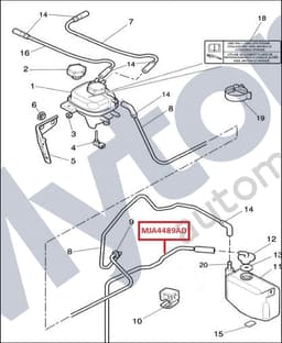 MJA4480AD — Engine cooling system - expansion tank - overflow pipe