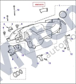 XR854070 — Inlet manifold - Breather system - 20 degree hose