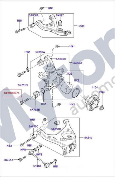 Rear Hub Carrier - Knuckle -Bolt