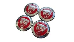 C2D49639 — Jaguar Road Wheel Badge Set – Red Background – 4 Pieces